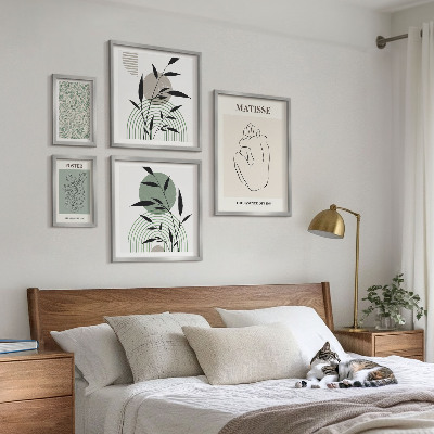 Conjunto de 5 quadros com moldura Gráficos de plantas estilosos