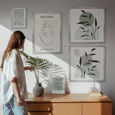 Conjunto de 5 quadros com moldura Gráficos de plantas estilosos