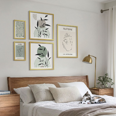 Conjunto de 5 quadros com moldura Gráficos de plantas estilosos