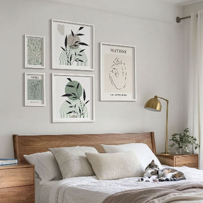Conjunto de 5 quadros com moldura Gráficos de plantas estilosos