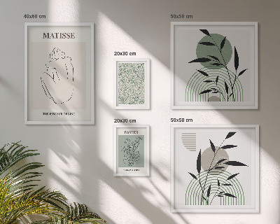 Conjunto de 5 quadros com moldura Gráficos de plantas estilosos