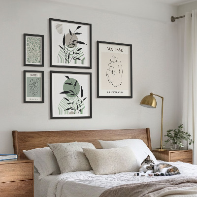 Conjunto de 5 quadros com moldura Gráficos de plantas estilosos