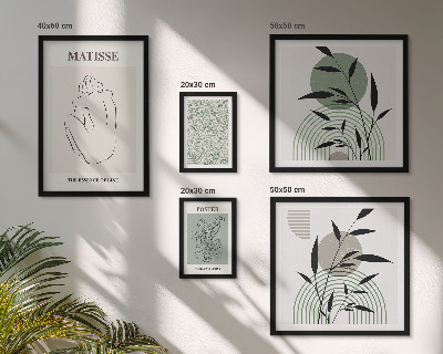 Conjunto de 5 quadros com moldura Gráficos de plantas estilosos