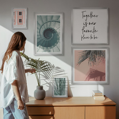 Conjunto de 5 quadros decorativos Interiores geométricos elegantes