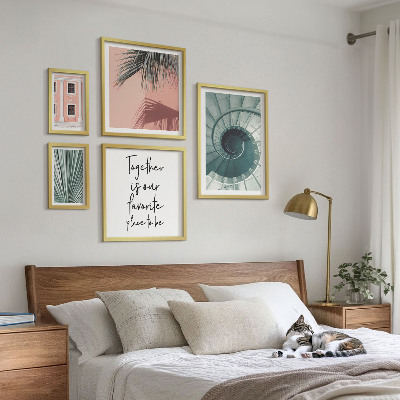 Conjunto de 5 quadros decorativos Interiores geométricos elegantes
