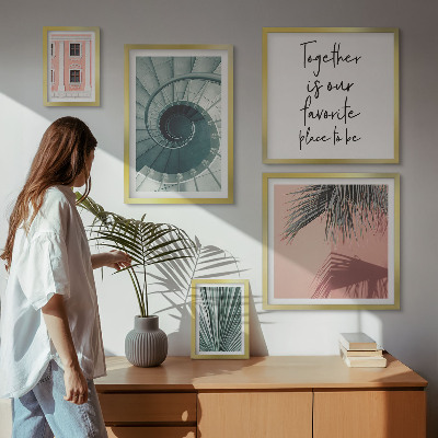 Conjunto de 5 quadros decorativos Interiores geométricos elegantes