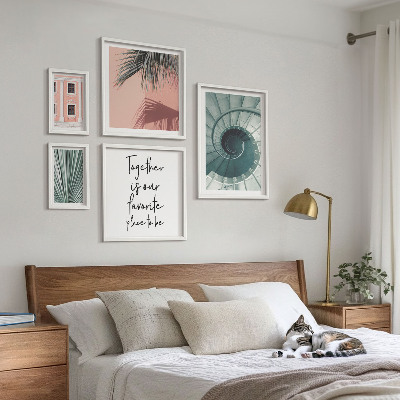 Conjunto de 5 quadros decorativos Interiores geométricos elegantes