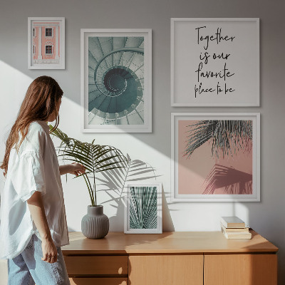 Conjunto de 5 quadros decorativos Interiores geométricos elegantes