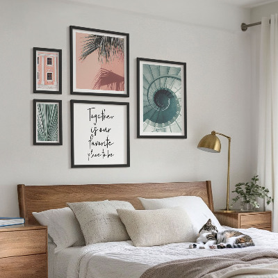 Conjunto de 5 quadros decorativos Interiores geométricos elegantes