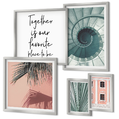 Conjunto de 5 quadros decorativos Interiores geométricos elegantes