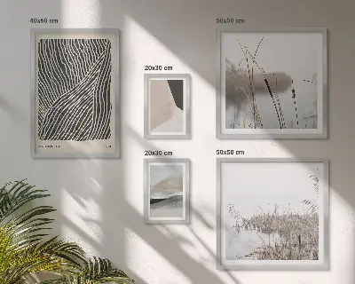 Galeria de parede com arte minimalista da natureza