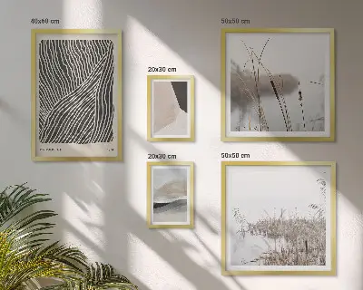 Galeria de parede com arte minimalista da natureza