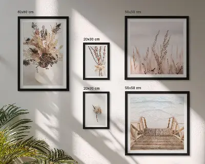 Galeria de quadros para parede com estampas de plantas secas e água em estilo decorativo