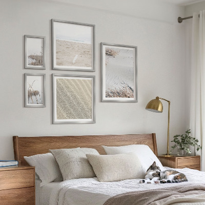 Conjunto de 5 quadros com moldura Motivos minimalistas de praia