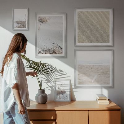 Conjunto de 5 quadros com moldura Motivos minimalistas de praia