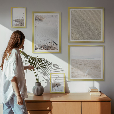 Conjunto de 5 quadros com moldura Motivos minimalistas de praia