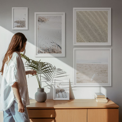 Conjunto de 5 quadros com moldura Motivos minimalistas de praia