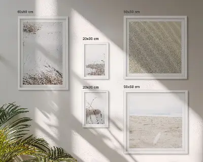 Conjunto de 5 quadros com moldura com motivos minimalistas de praia