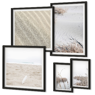 Conjunto de 5 quadros com moldura Motivos minimalistas de praia