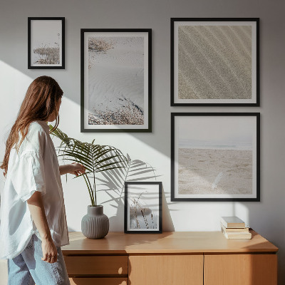 Conjunto de 5 quadros com moldura Motivos minimalistas de praia