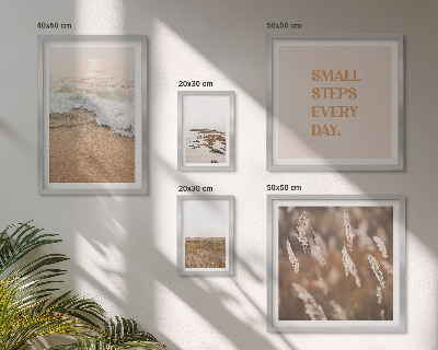 Conjunto de 5 quadros decorativos Frases sobre a vida e paisagens litorâneas