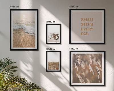 Conjunto de 5 quadros decorativos Frases sobre a vida e paisagens litorâneas