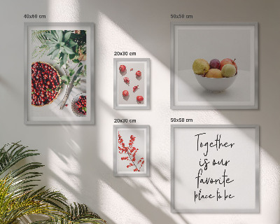 Conjunto de 5 quadros com moldura Composição de frutas e plantas