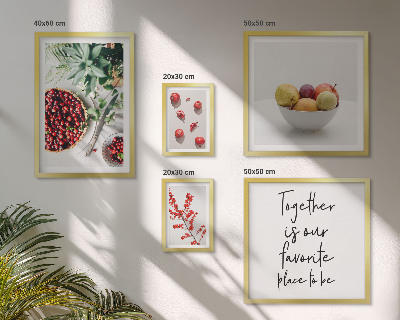 Conjunto de 5 quadros com moldura Composição de frutas e plantas