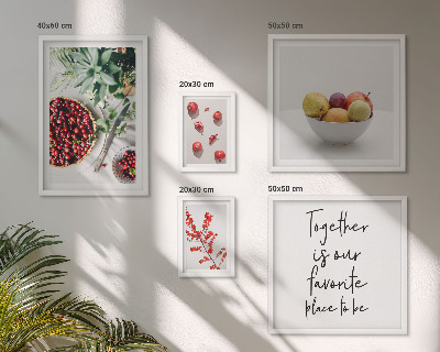 Conjunto de 5 quadros com moldura Composição de frutas e plantas