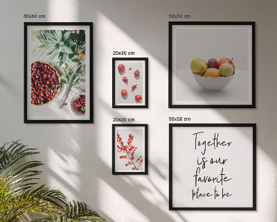 Conjunto de 5 quadros com moldura Composição de frutas e plantas