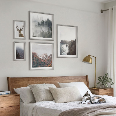 Conjunto de 5 quadros decorativos paisagens da vida selvagem
