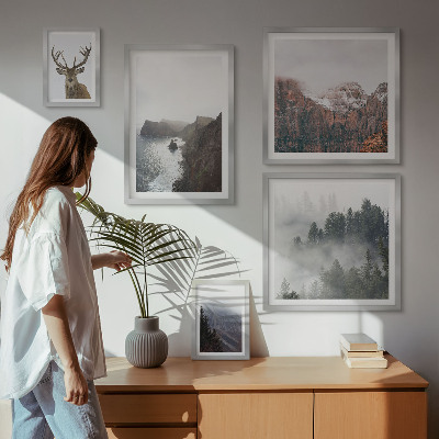 Conjunto de 5 quadros decorativos paisagens da vida selvagem