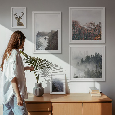 Conjunto de 5 quadros decorativos paisagens da vida selvagem