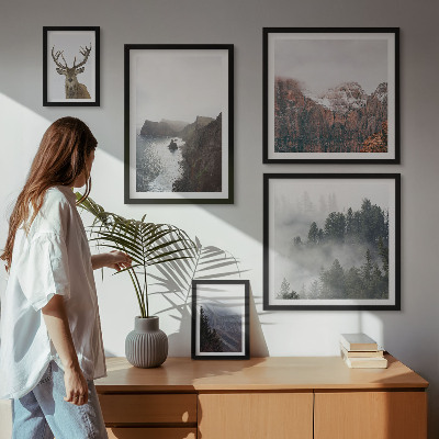 Conjunto de 5 quadros decorativos paisagens da vida selvagem