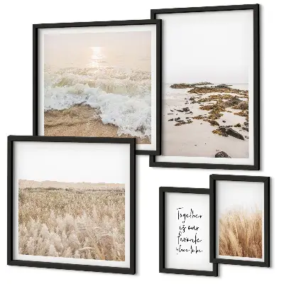 Galeria de parede com paisagens naturais de praia