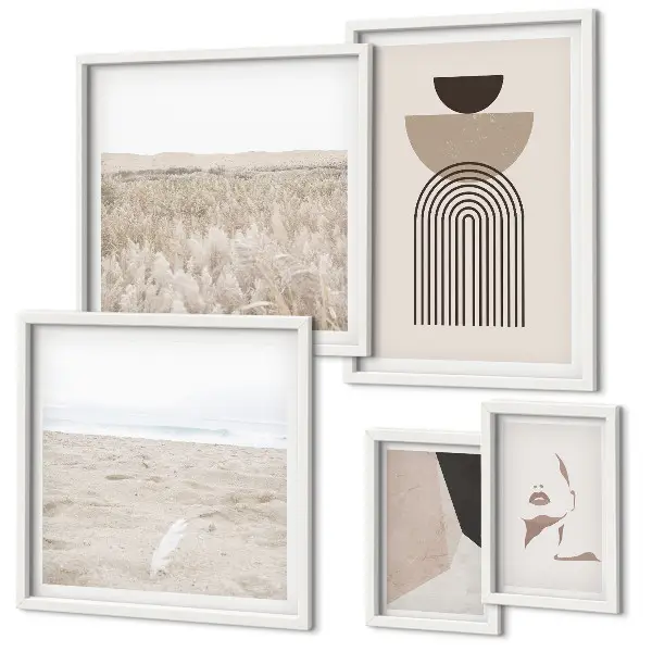 Galeria de parede com paisagens abstratas elegantes