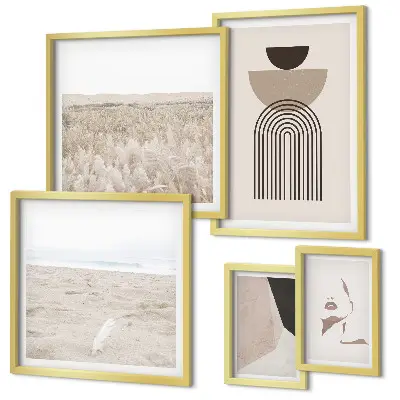 Galeria de parede com paisagens abstratas elegantes