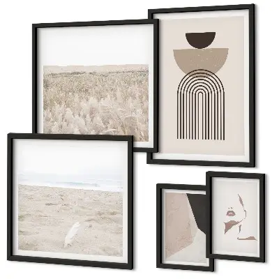 Galeria de parede com paisagens abstratas elegantes