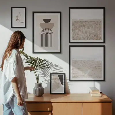 Galeria de parede com paisagens abstratas elegantes