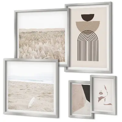 Galeria de parede com paisagens abstratas elegantes