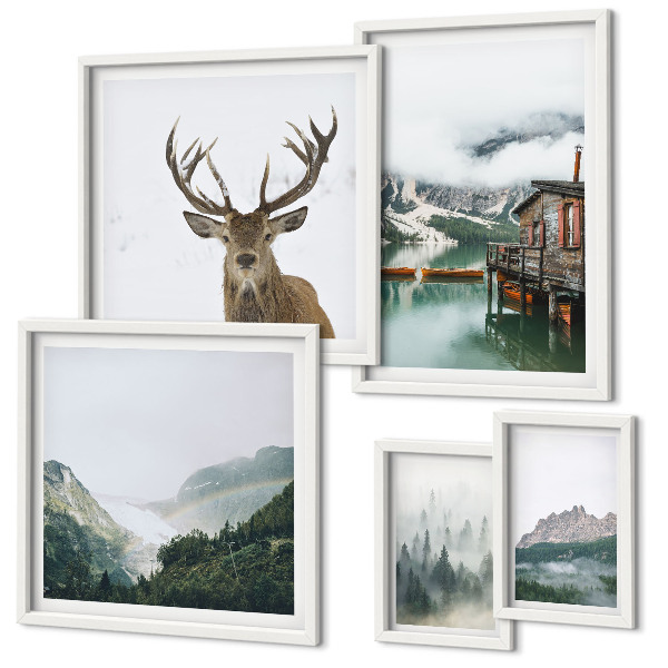 Parede galeria de quadros paisagens naturais de montanha