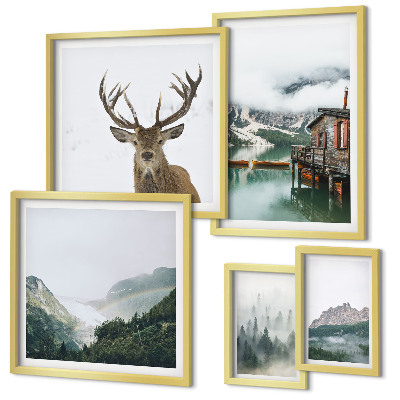 Parede galeria de quadros paisagens naturais de montanha