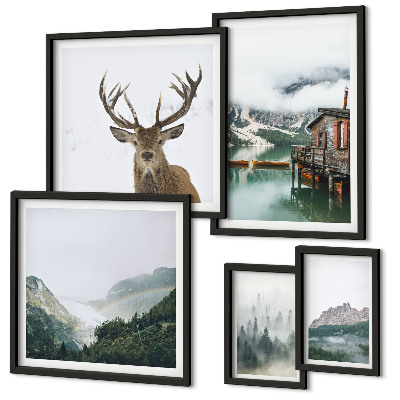 Parede galeria de quadros paisagens naturais de montanha