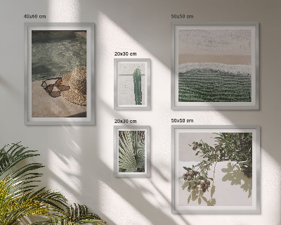 Conjunto de 5 quadros com moldura Relaxamento com água e plantas de verão