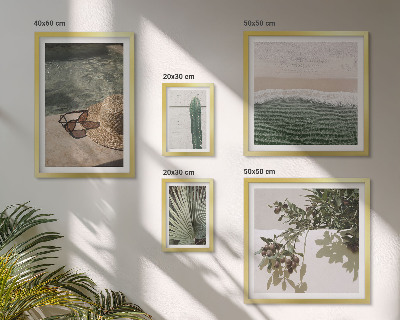 Conjunto de 5 quadros com moldura Relaxamento com água e plantas de verão