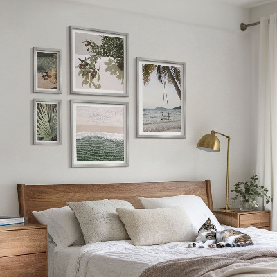 Conjunto de 5 quadros decorativos Harmonia entre praias tropicais e natureza