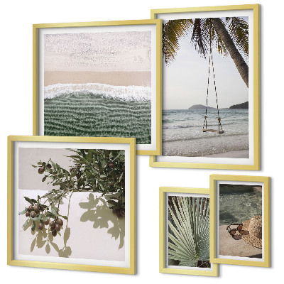 Conjunto de 5 quadros decorativos Harmonia entre praias tropicais e natureza