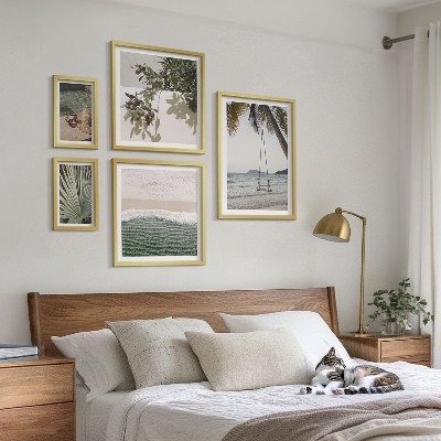 Conjunto de 5 quadros decorativos Harmonia entre praias tropicais e natureza