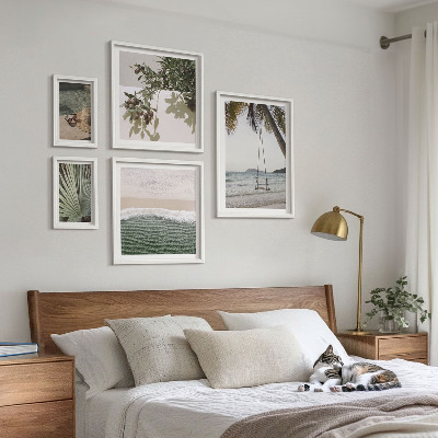 Conjunto de 5 quadros decorativos Harmonia entre praias tropicais e natureza
