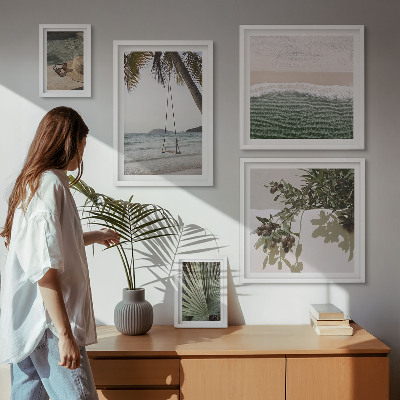 Conjunto de 5 quadros decorativos Harmonia entre praias tropicais e natureza